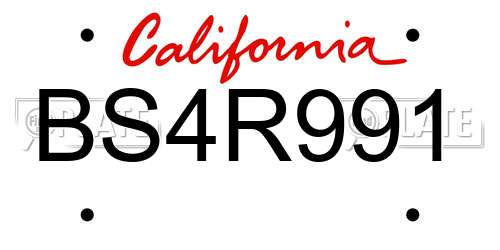 BS4R991 California License Plate