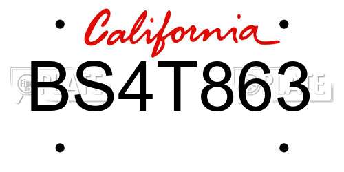 BS4T863 California License Plate