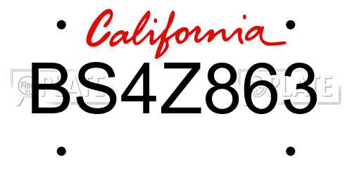 BS4Z863 California License Plate