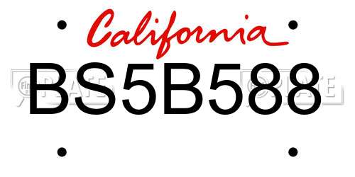 BS5B588 California License Plate