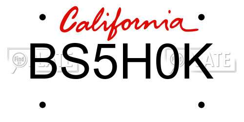 BS5H0K California License Plate
