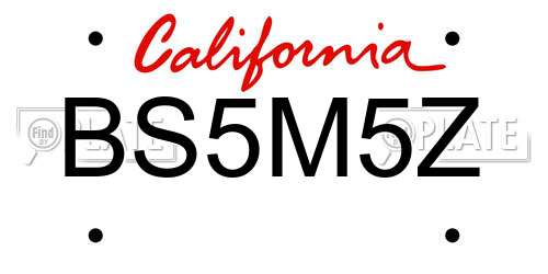 BS5M5Z California License Plate