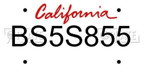 BS5S855 California License Plate
