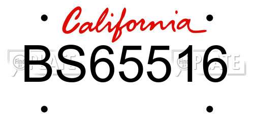 BS65516 California License Plate
