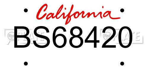 BS68420 California License Plate