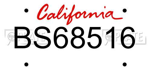 BS68516 California License Plate