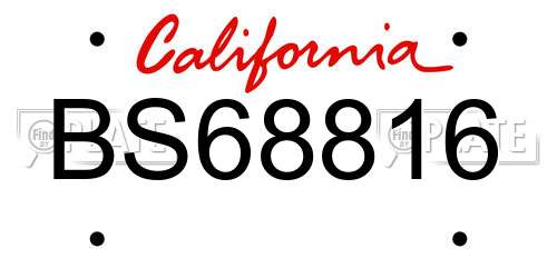 BS68816 California License Plate