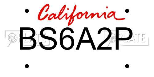 BS6A2P California License Plate