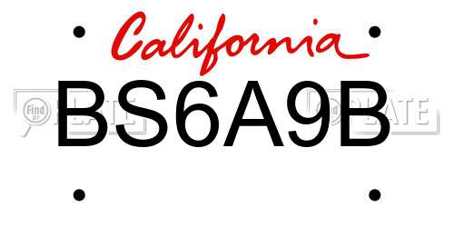 BS6A9B California License Plate