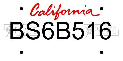 BS6B516 California License Plate