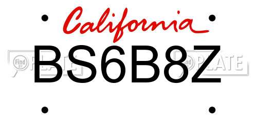 BS6B8Z California License Plate