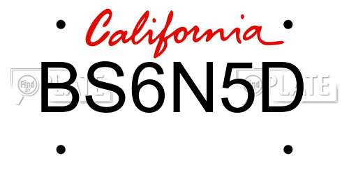 BS6N5D California License Plate