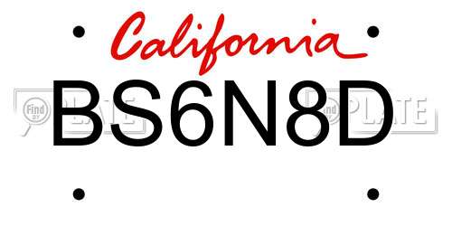BS6N8D California License Plate