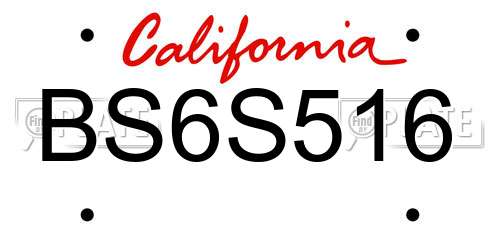 BS6S516 California License Plate