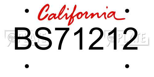 BS71212 California License Plate