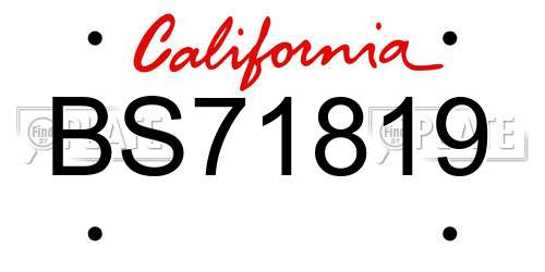 BS71819 California License Plate