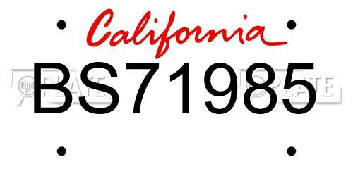 BS71985 California License Plate