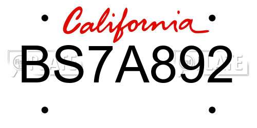 BS7A892 California License Plate
