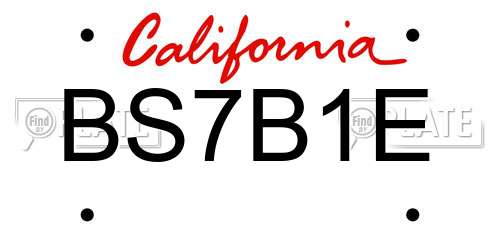 BS7B1E California License Plate