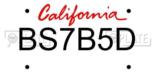 BS7B5D California License Plate