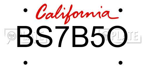 BS7B5O California License Plate