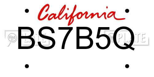 BS7B5Q California License Plate