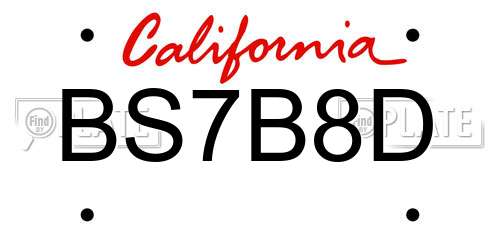 BS7B8D California License Plate