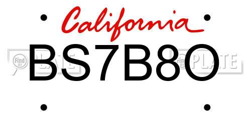 BS7B8O California License Plate