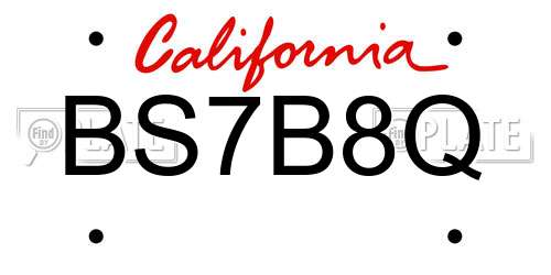 BS7B8Q California License Plate