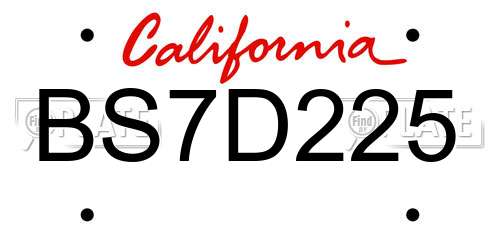 BS7D225 California License Plate