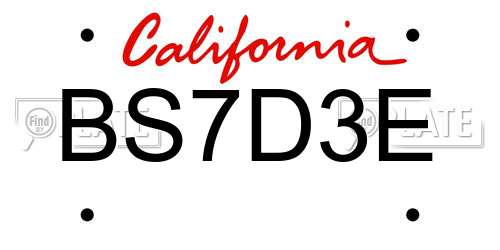 BS7D3E California License Plate