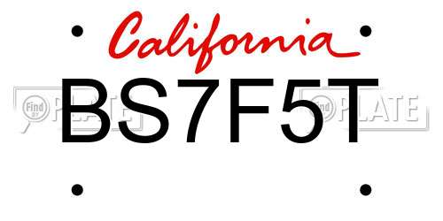BS7F5T California License Plate