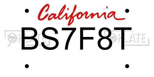 BS7F8T California License Plate