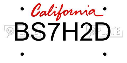 BS7H2D California License Plate