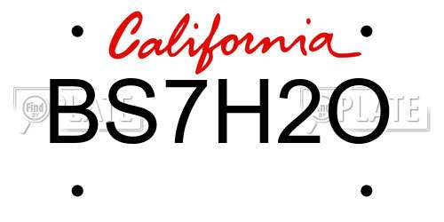 BS7H2O California License Plate