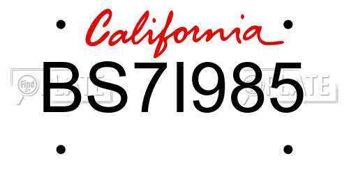 BS7I985 California License Plate