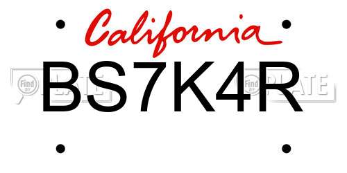 BS7K4R California License Plate