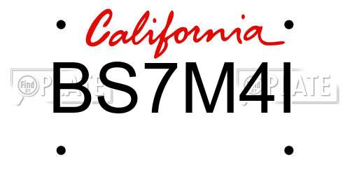 BS7M4I California License Plate