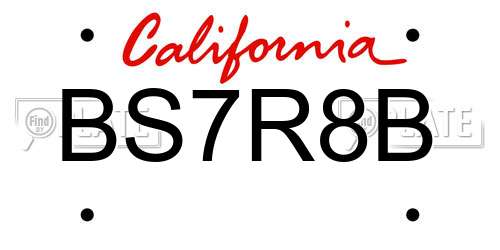 BS7R8B California License Plate