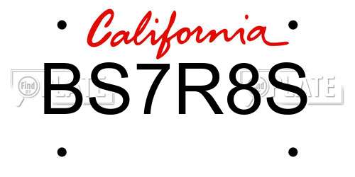 BS7R8S California License Plate