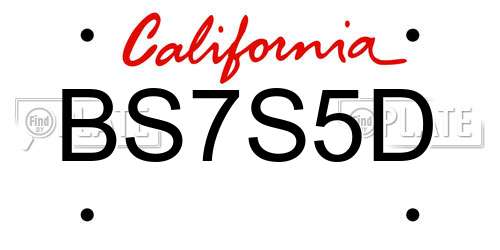BS7S5D California License Plate