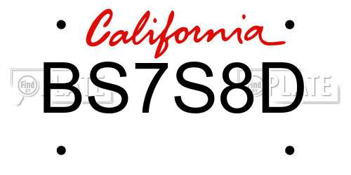 BS7S8D California License Plate