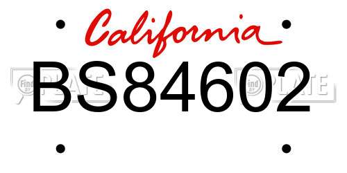 BS84602 California License Plate