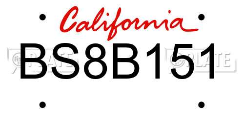 BS8B151 California License Plate