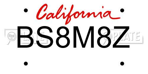 BS8M8Z California License Plate