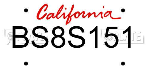 BS8S151 California License Plate