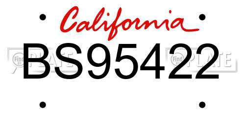 BS95422 California License Plate