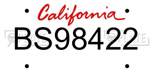 BS98422 California License Plate