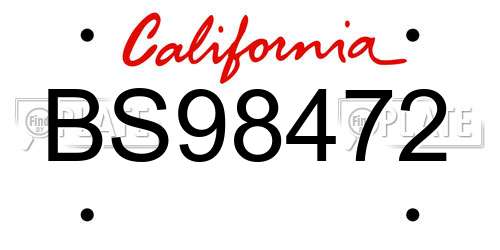 BS98472 California License Plate