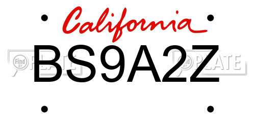 BS9A2Z California License Plate